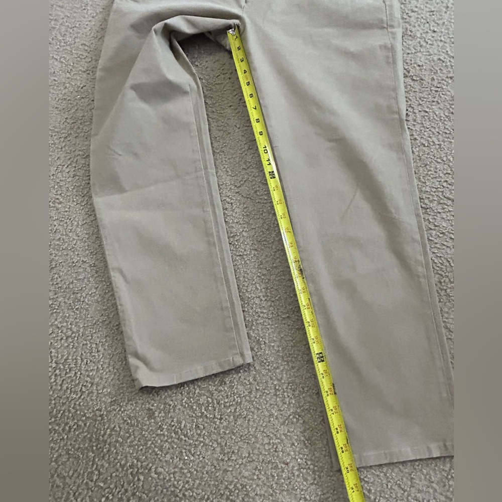 Mott and Bow Pants Mens 36x30 Twill Chino Cotton Flat Front Charles Khaki - Picture 6 of 8
